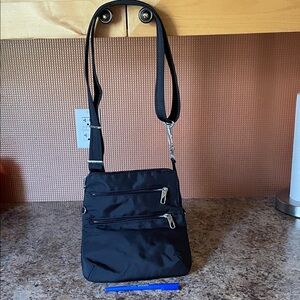 Travelon Black Nylon Crossbody Bag with Multiple Zip Pockets